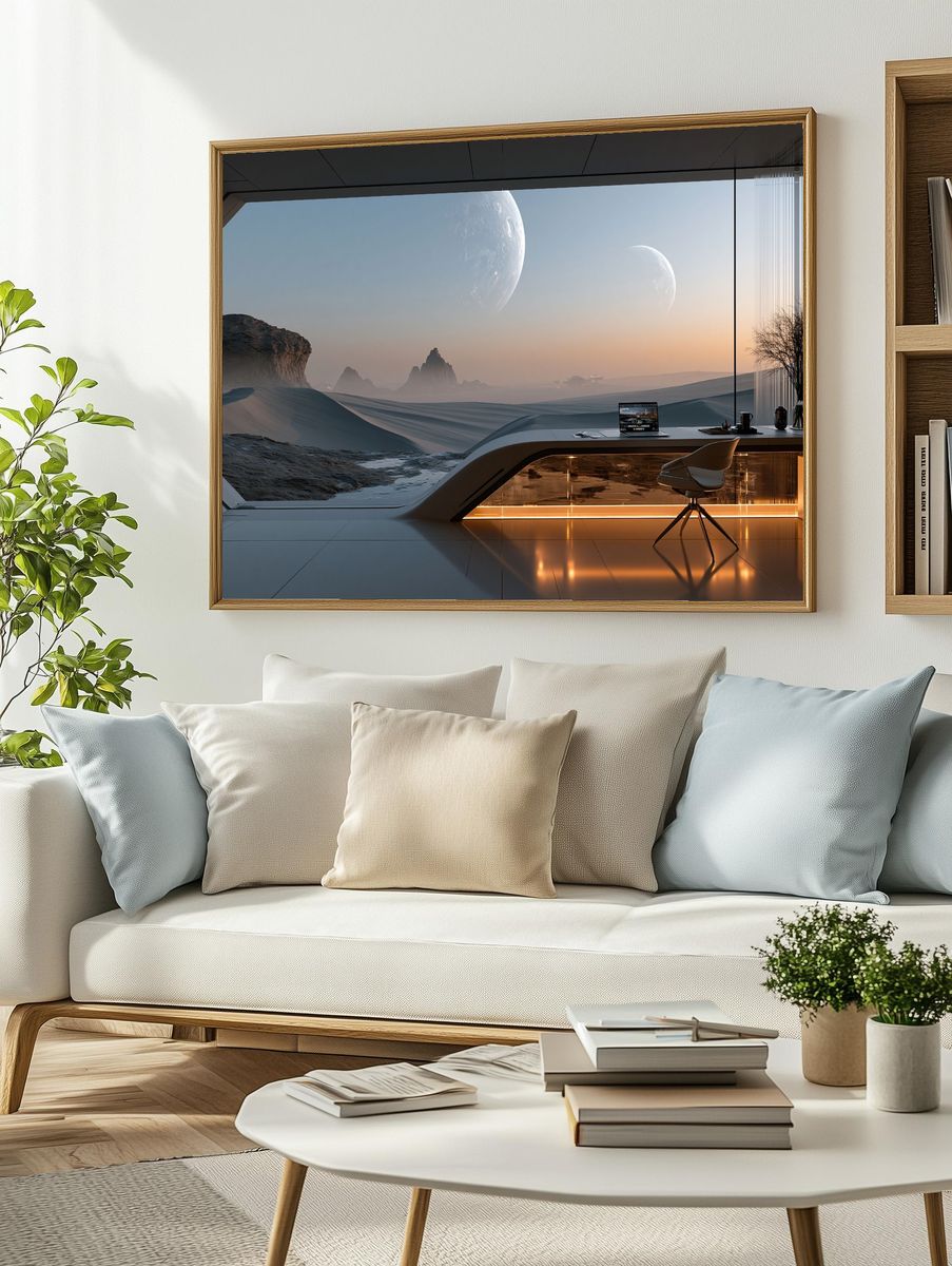Futuristic Desert Moonscape Print. — room view 2