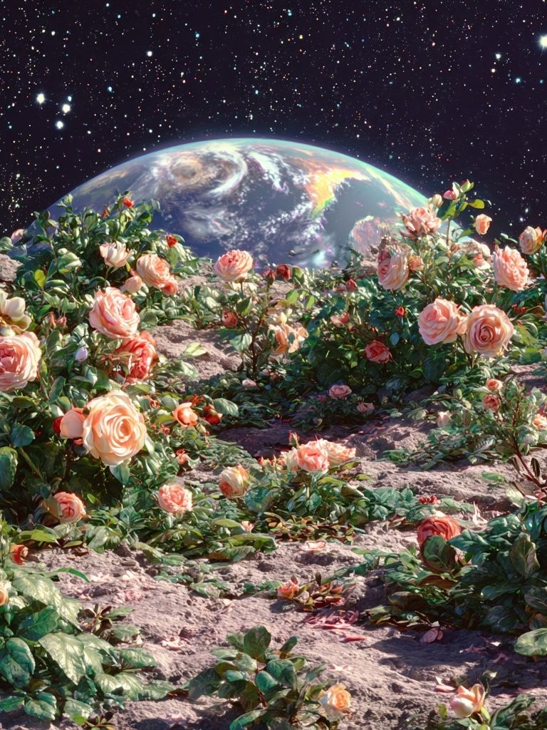 Cosmic Rose Garden Illustration Poster. poster detail