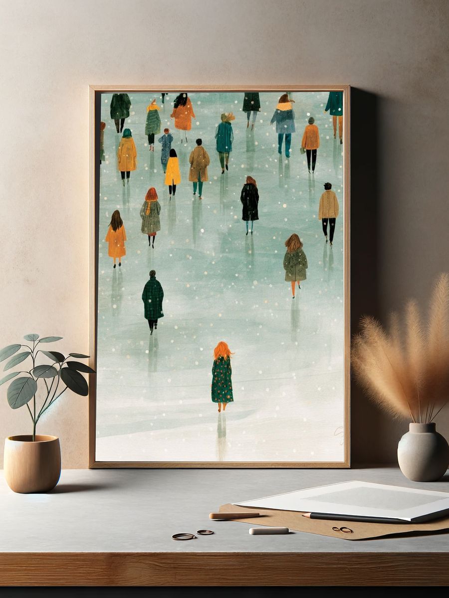 Winter Walk Illustration Poster. — room view 2