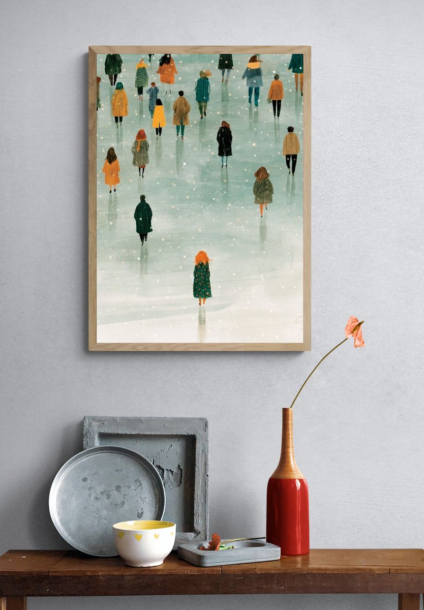 Winter Walk Illustration Poster. — room view 3