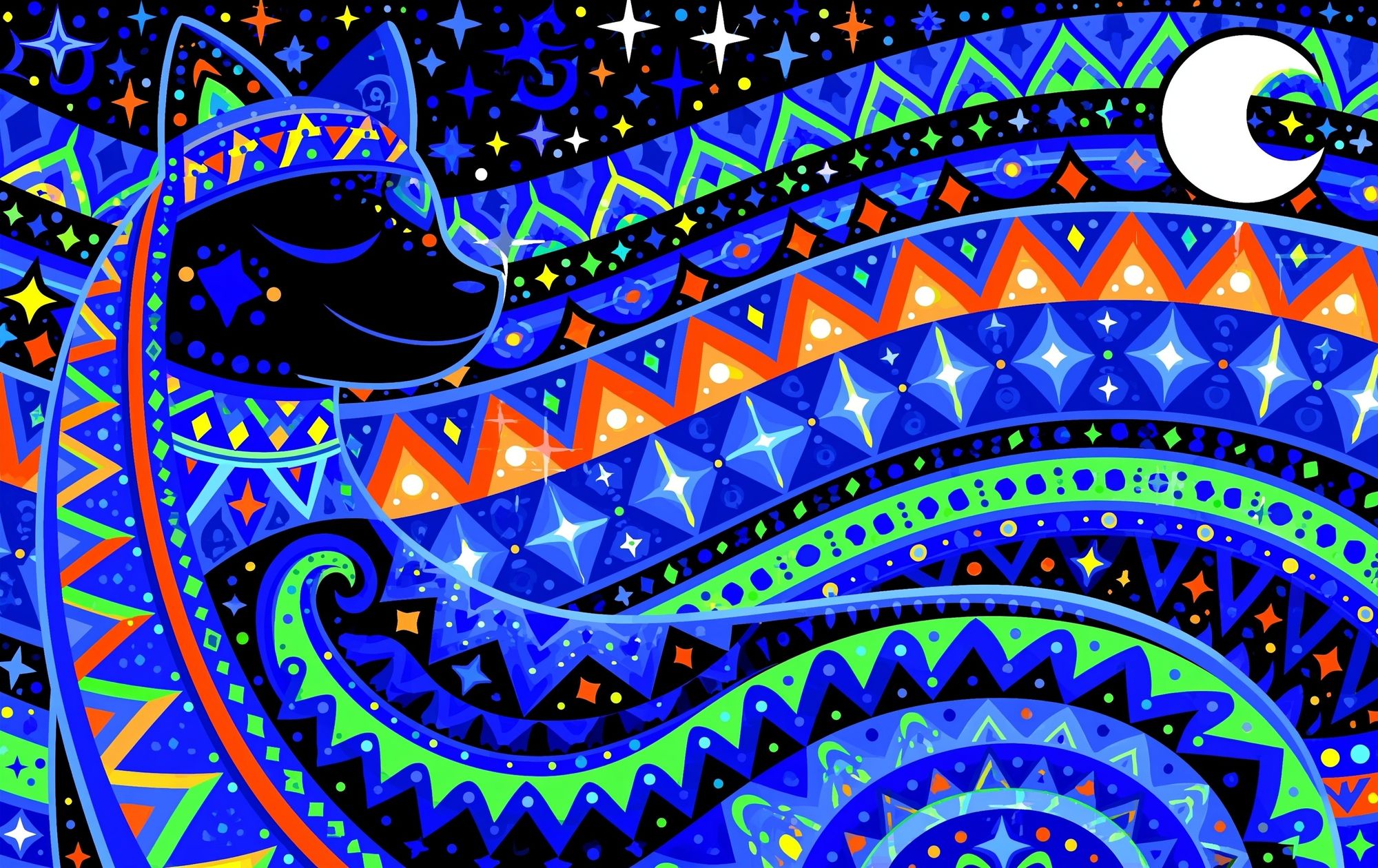 Celestial Cat Dreamscape Illustration Poster. poster — illustration art