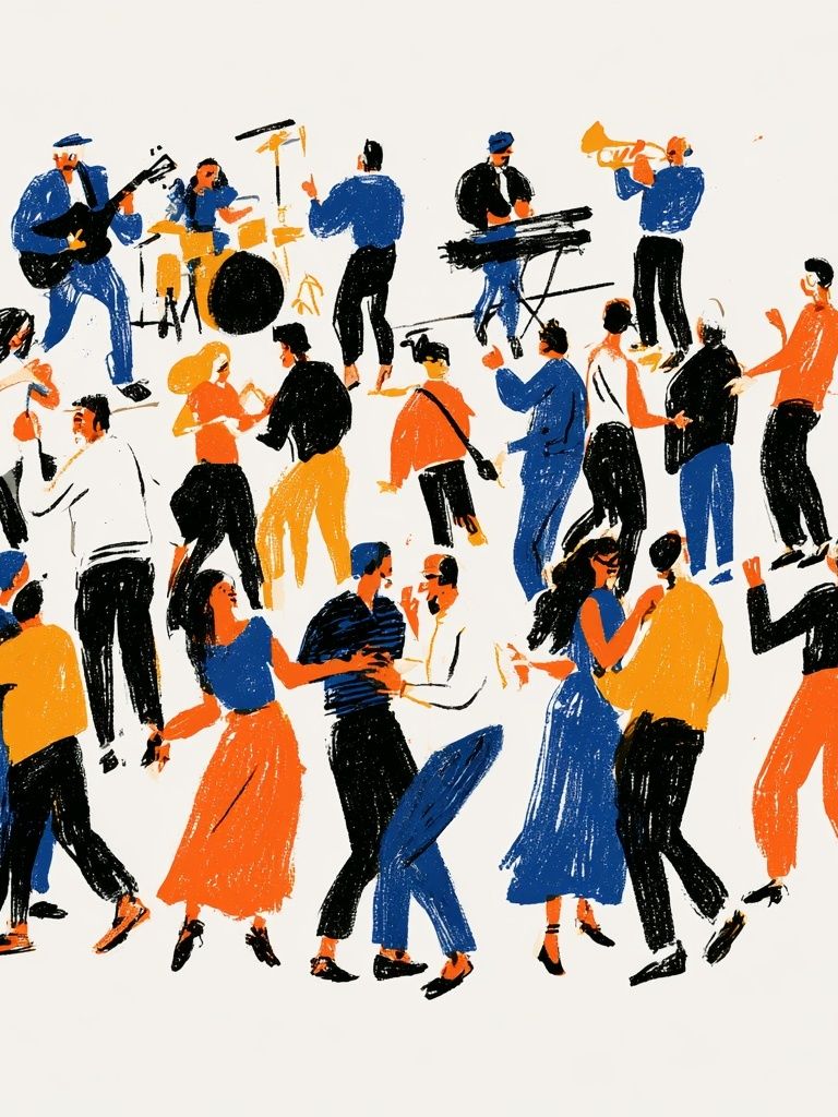 Jazz Dance Crowd Illustration Poster. poster detail