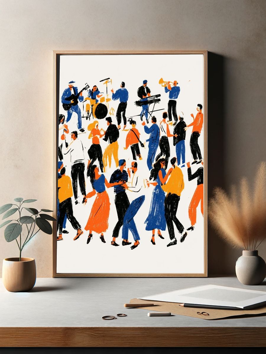 Jazz Dance Crowd Illustration Poster. — room view 2
