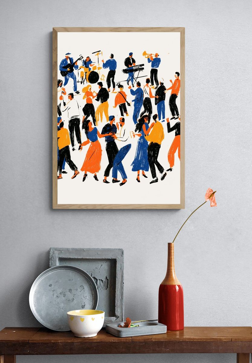 Jazz Dance Crowd Illustration Poster. — room view 3