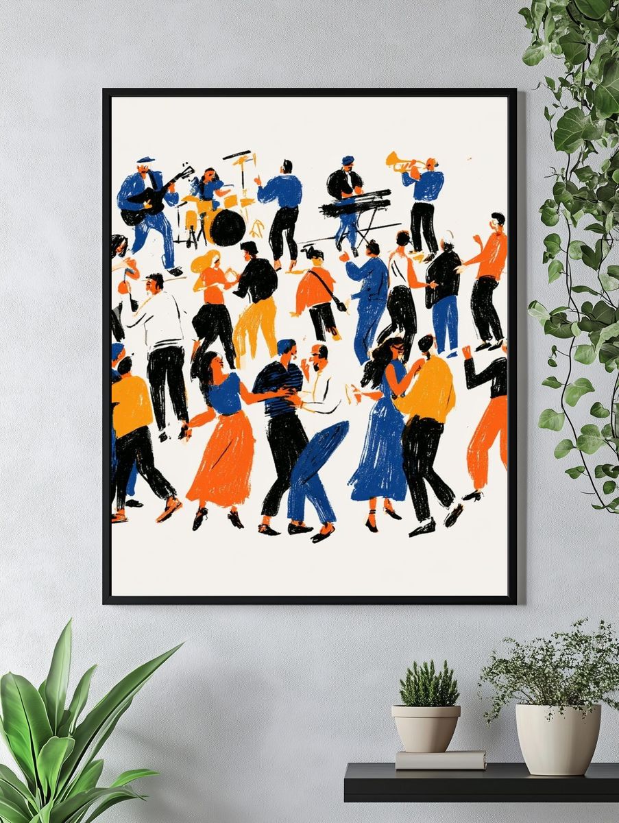 Jazz Dance Crowd Illustration Poster. — room view 4