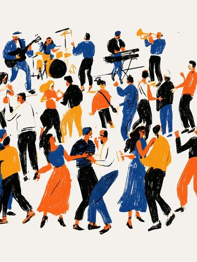 Jazz Dance Crowd Illustration Poster. poster