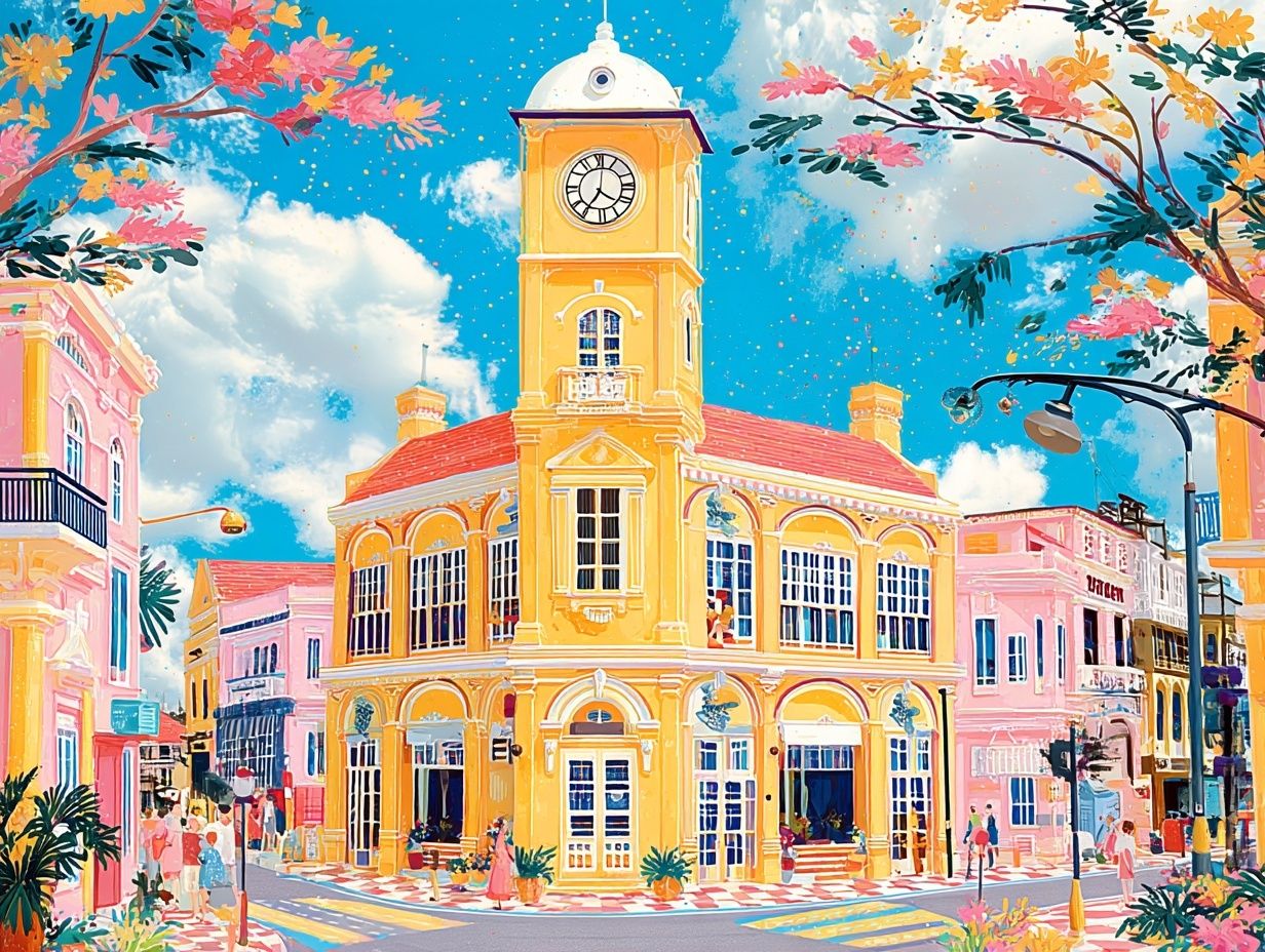 Colorful Tropical Town Hall Poster. poster detail
