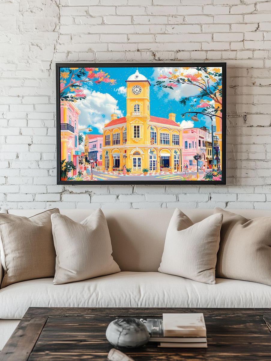 Colorful Tropical Town Hall Poster room preview