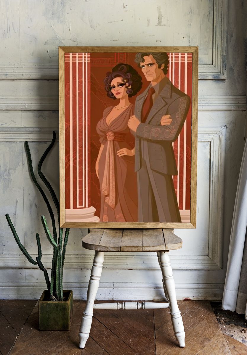 Romantic Couple Illustration Poster. — room view 1