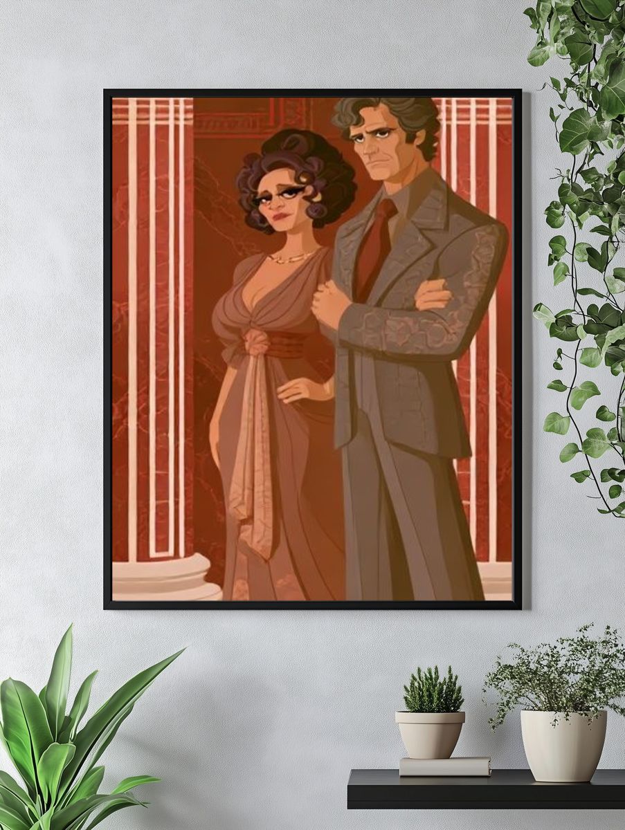 Romantic Couple Illustration Poster. — room view 4