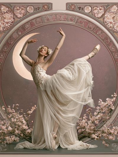 Moonlit Ballerina Vintage Print.