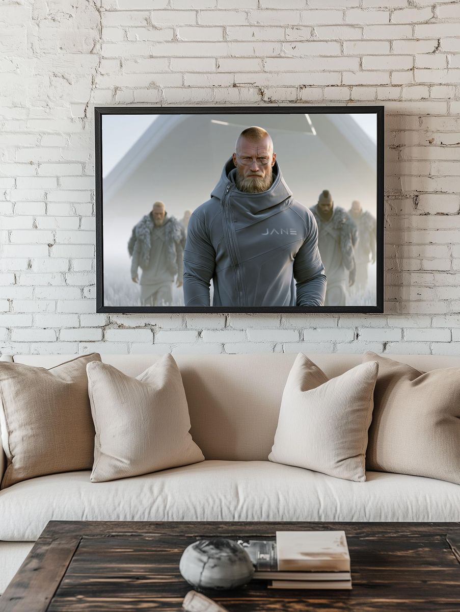 Futuristic Warrior Portrait Print. — room view 1