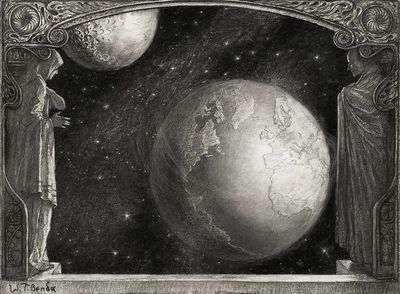 Earth Milky Way moon (1918). poster print