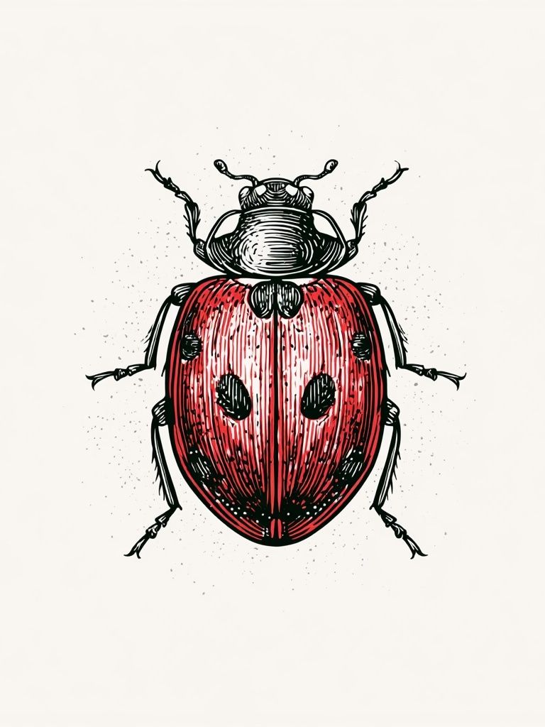 Ladybug Ink Illustration Poster. poster detail