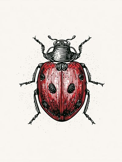 Ladybug Ink Illustration Poster. poster