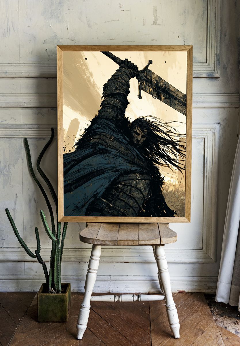 Dark Fantasy Warrior Poster. — room view 1