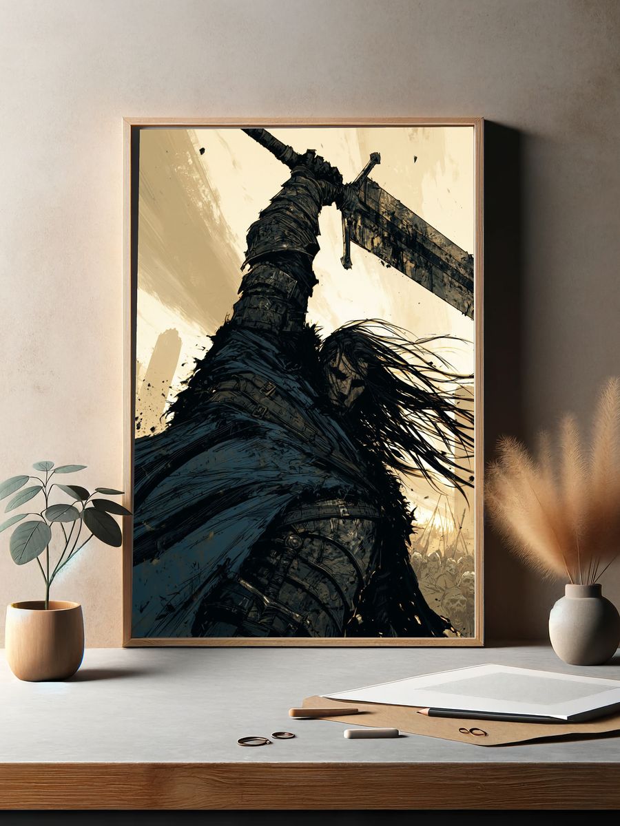 Dark Fantasy Warrior Poster. — room view 2