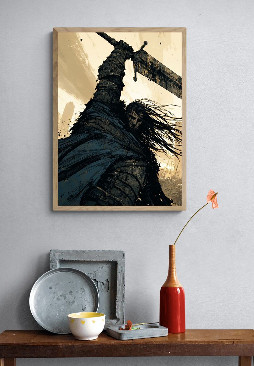 Dark Fantasy Warrior Poster. — room view 3