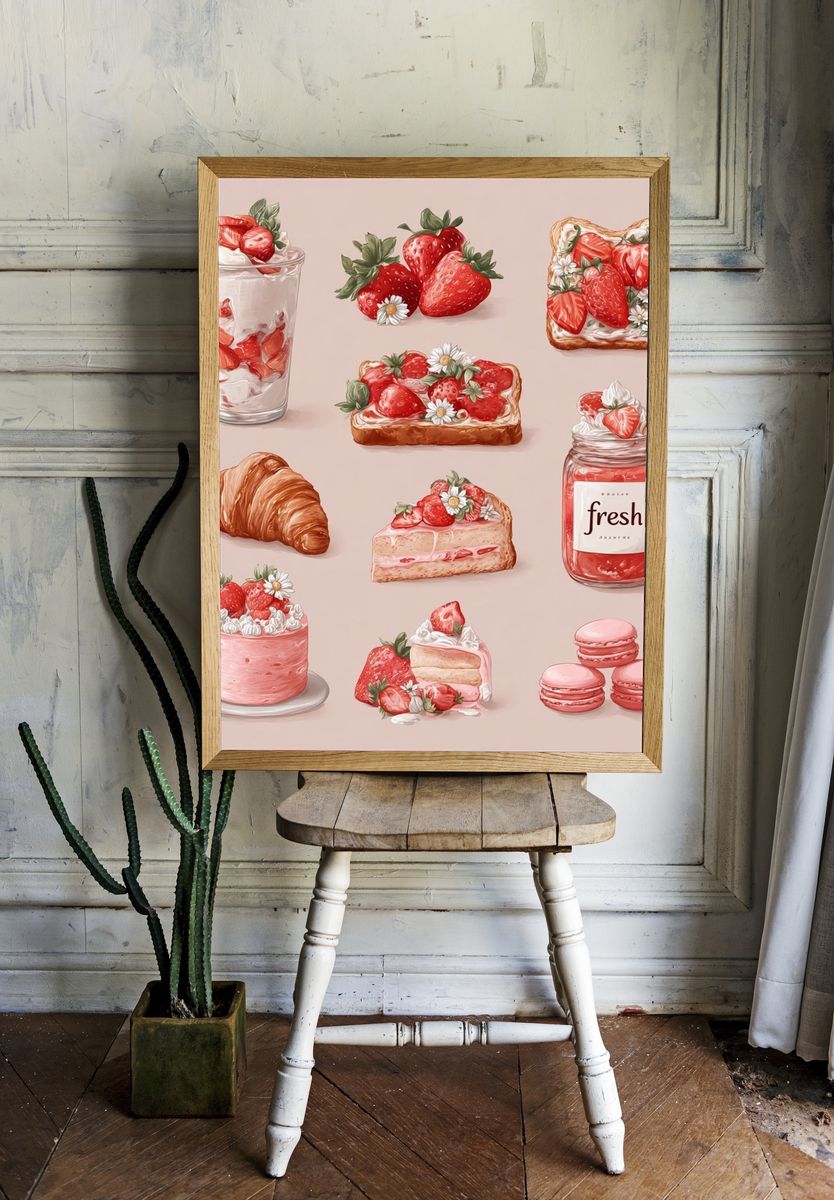 Strawberry Dessert Illustration Poster. room preview