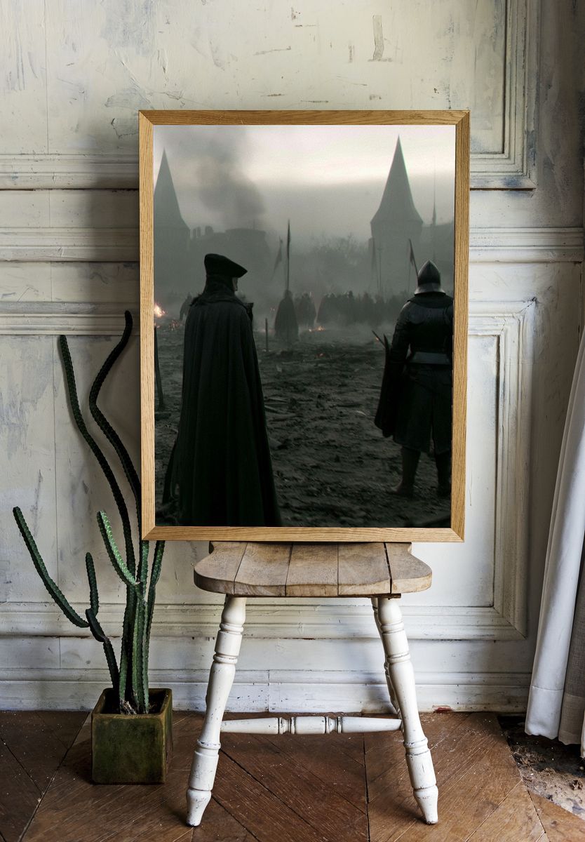 Medieval Siege Dark Fantasy Print. room preview