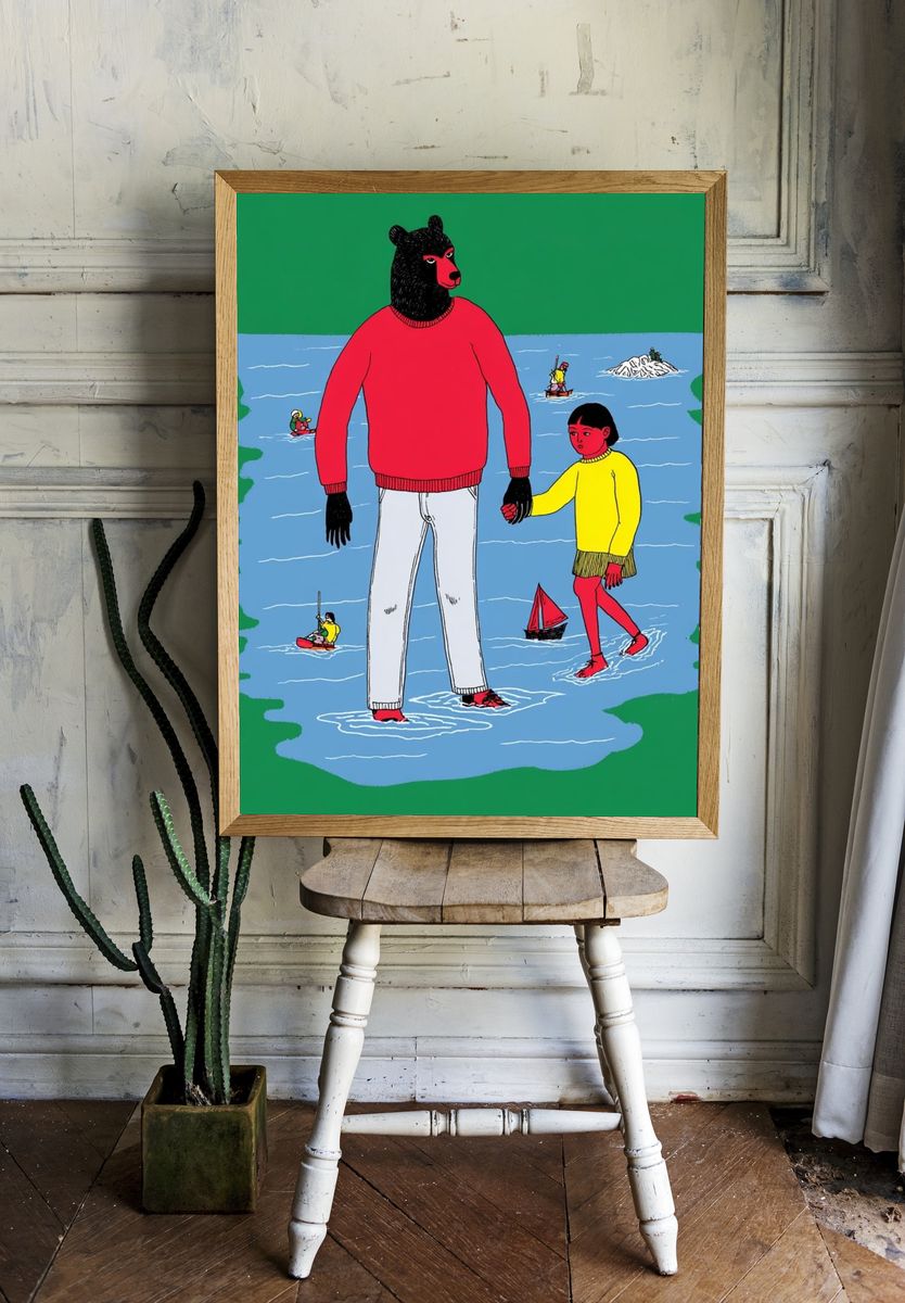 Bear and Child on Ice Poster. — room view 1