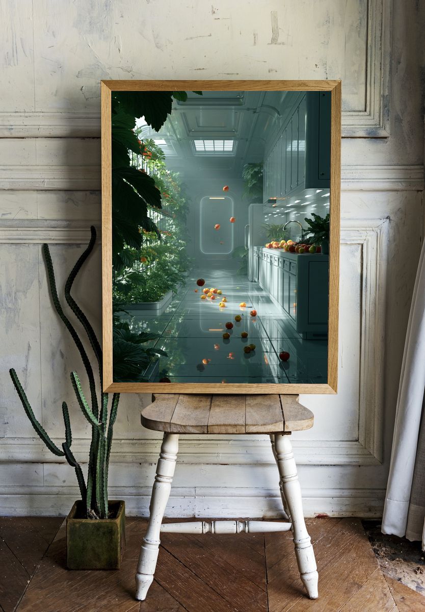 Futuristic Greenhouse Kitchen Print. — room view 1