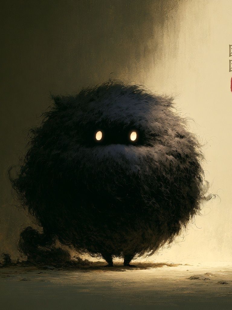 Mysterious Furry Creature Illustration Poster. poster detail