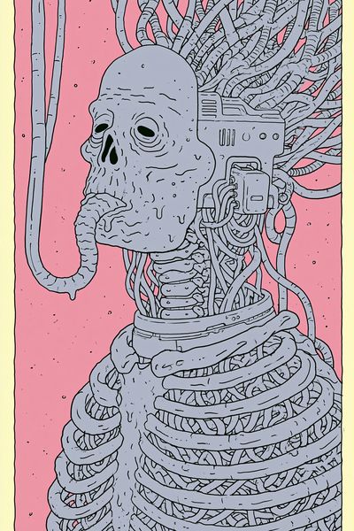 Cybernetic Skull Illustration Poster. poster