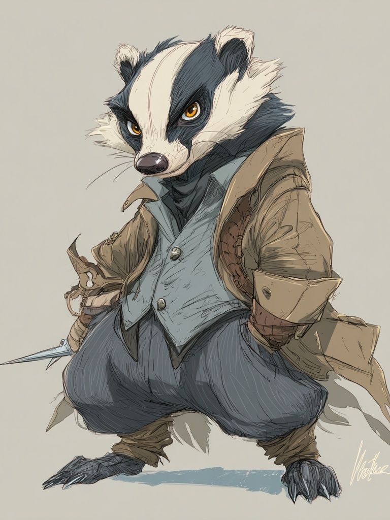 Badger Warrior Illustration Poster. poster — illustration art
