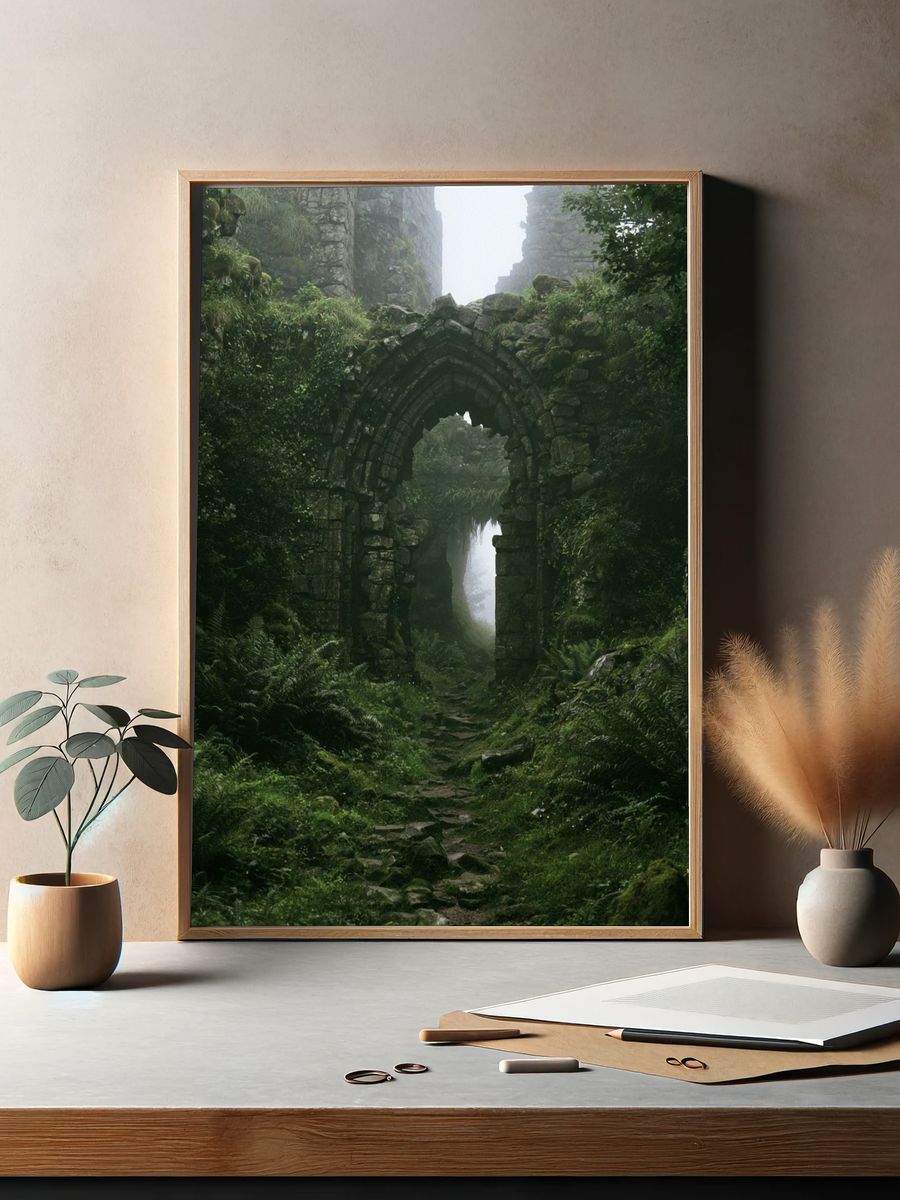 Mossy Ruins Forest Arch Poster. — room view 2