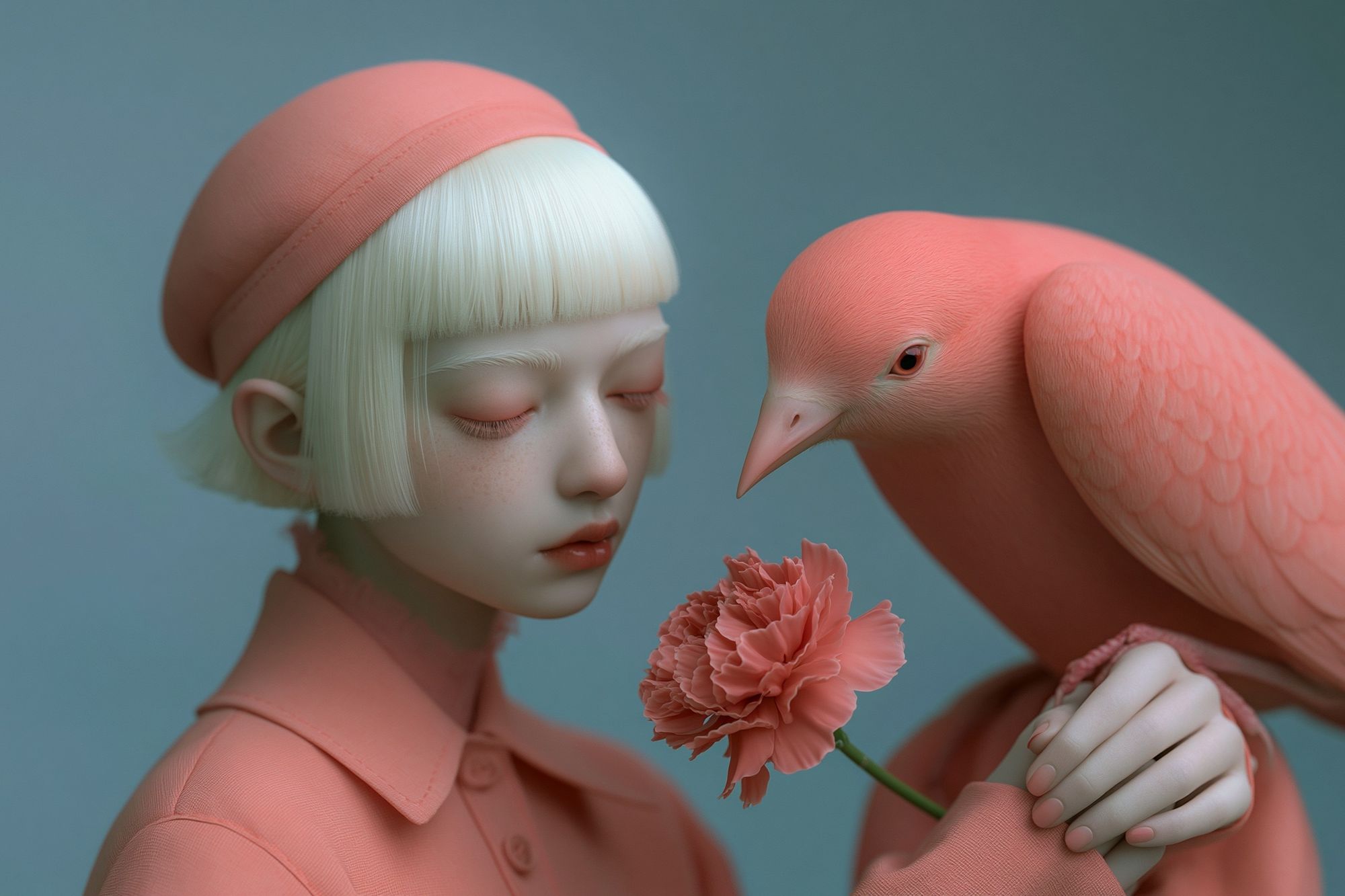 Dreamlike Girl and Bird Illustration Poster. poster — illustration art