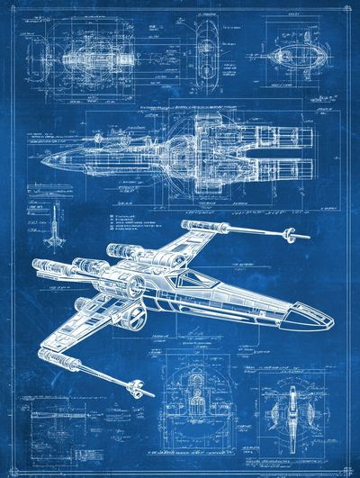 X-Wing Blueprint Sci-Fi Print.