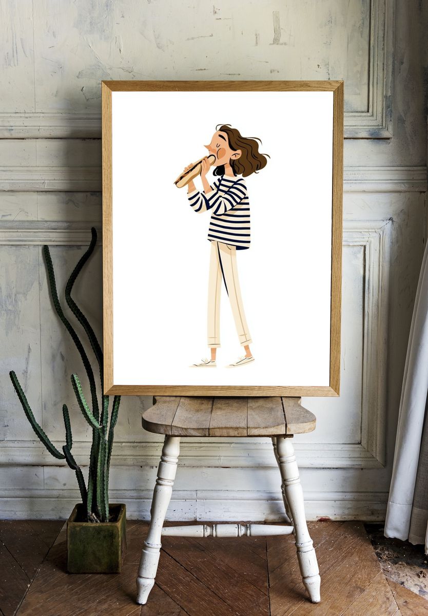 Flute Player Illustration Poster. — room view 1