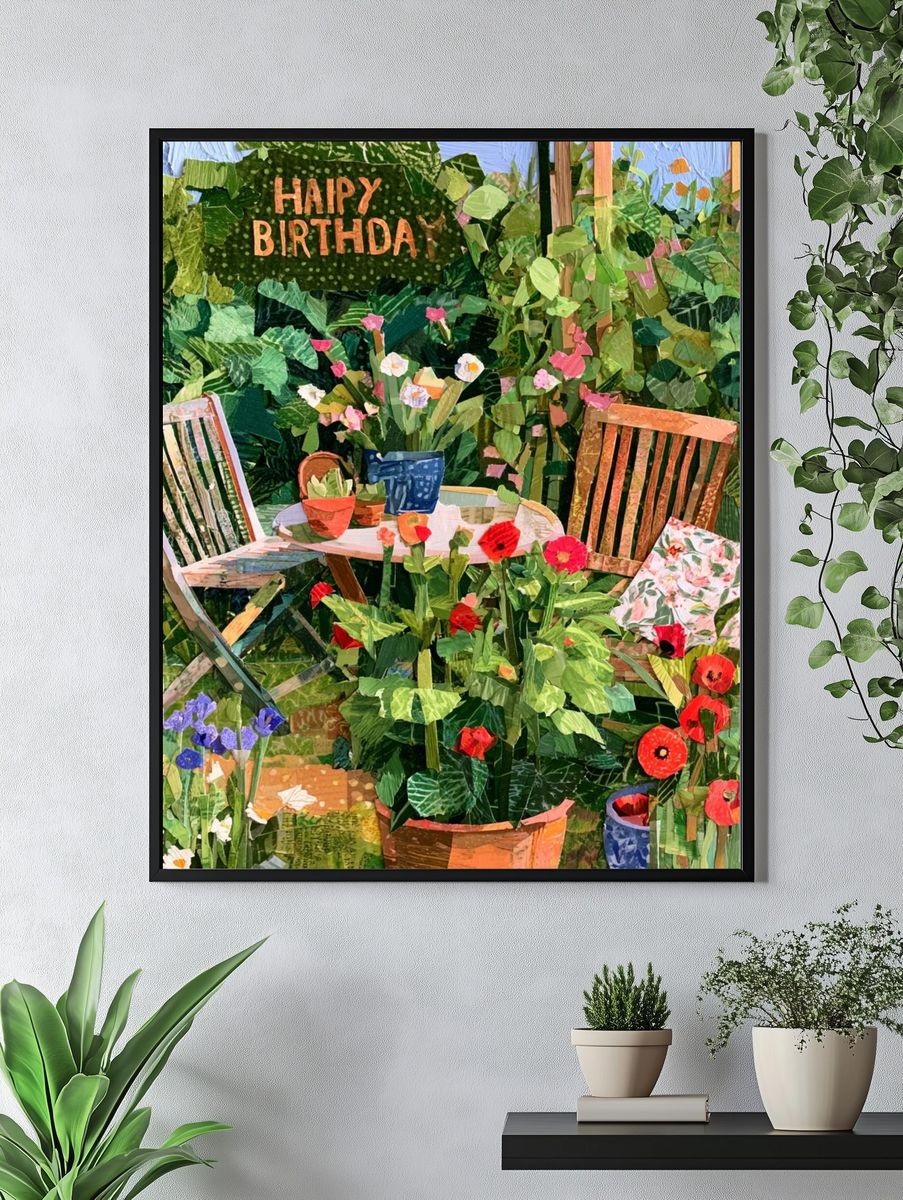 Garden Birthday Collage Poster. — room view 4
