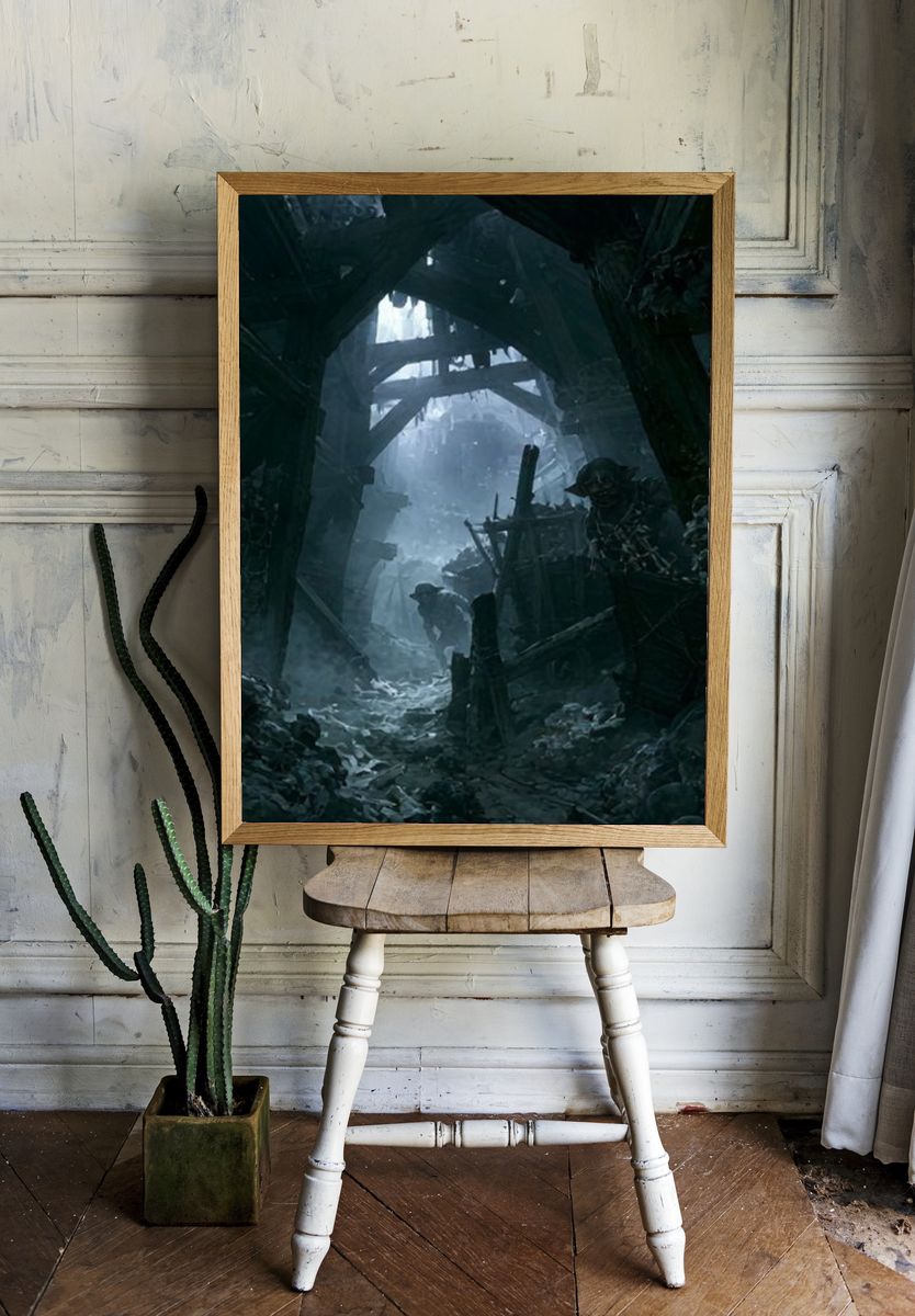 Frozen Ruins Fantasy Illustration Poster. room preview