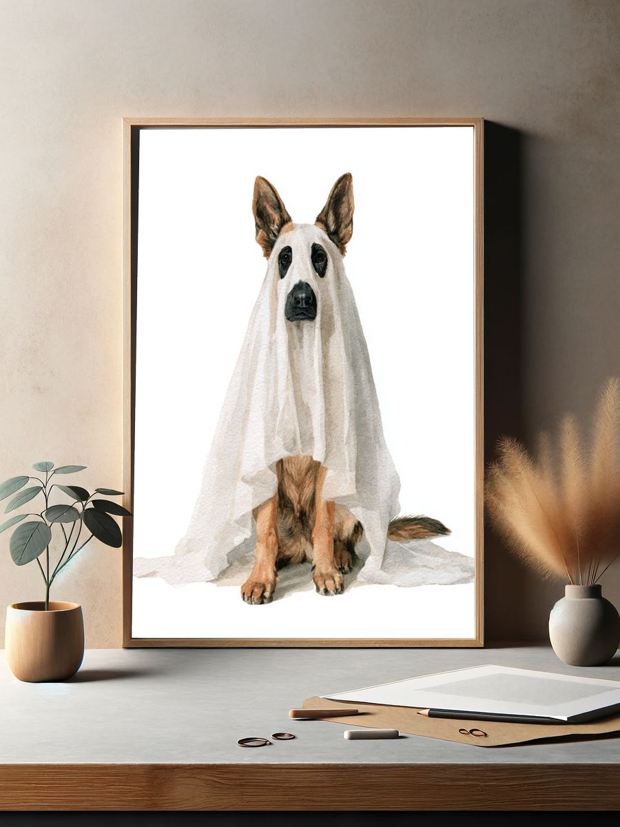 Ghost Dog Watercolor Poster. — room view 2