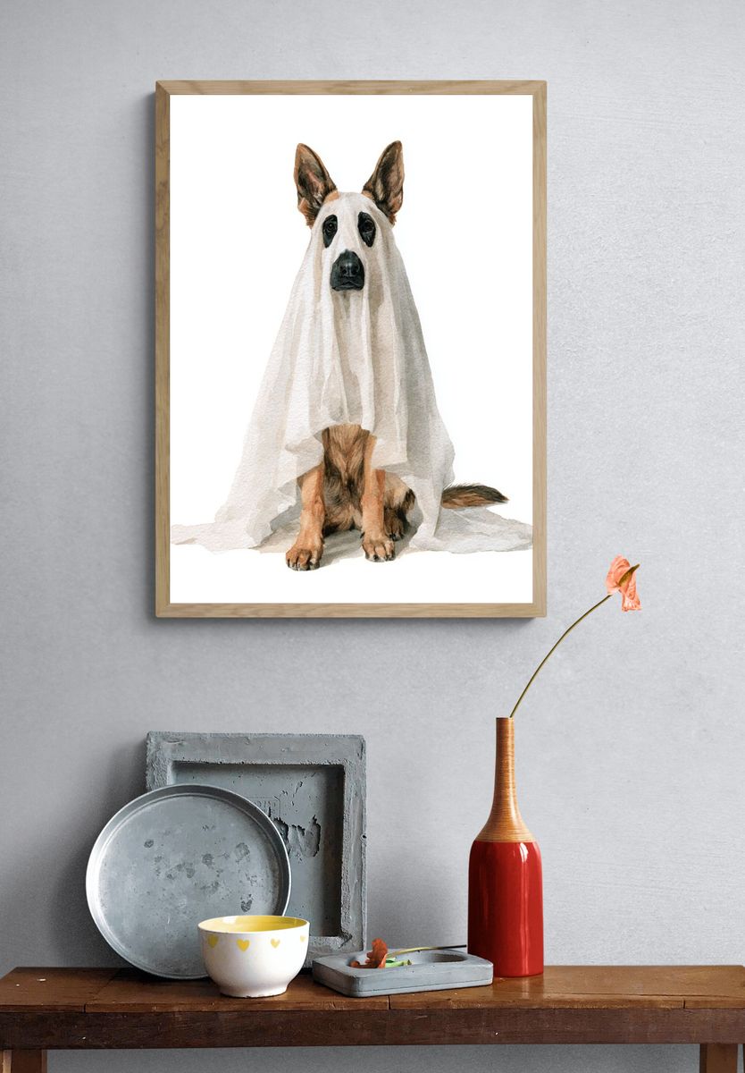 Ghost Dog Watercolor Poster. — room view 3