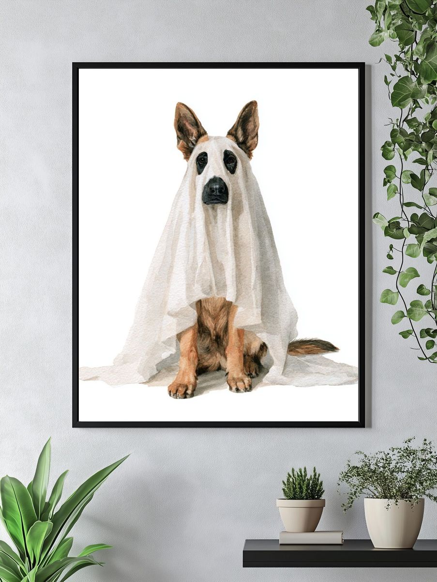 Ghost Dog Watercolor Poster. — room view 4