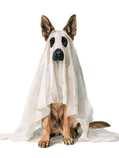 Ghost Dog Watercolor Poster. poster