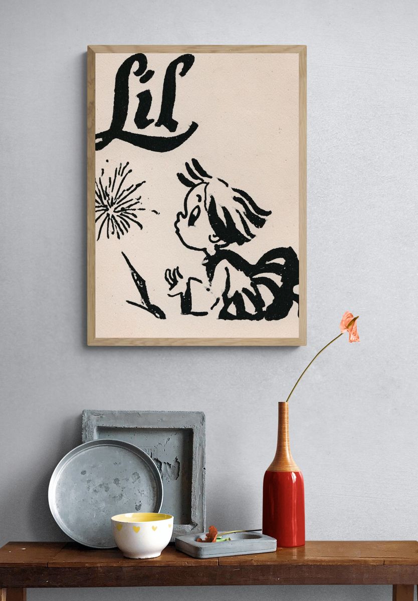 Child and Firework Ink Print. — room view 3