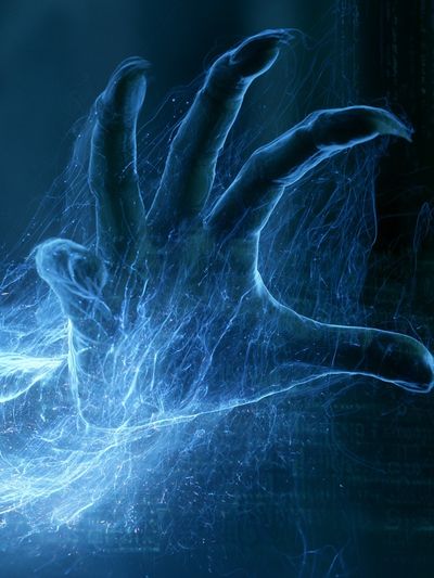 Digital Hand Energy Illustration Poster.