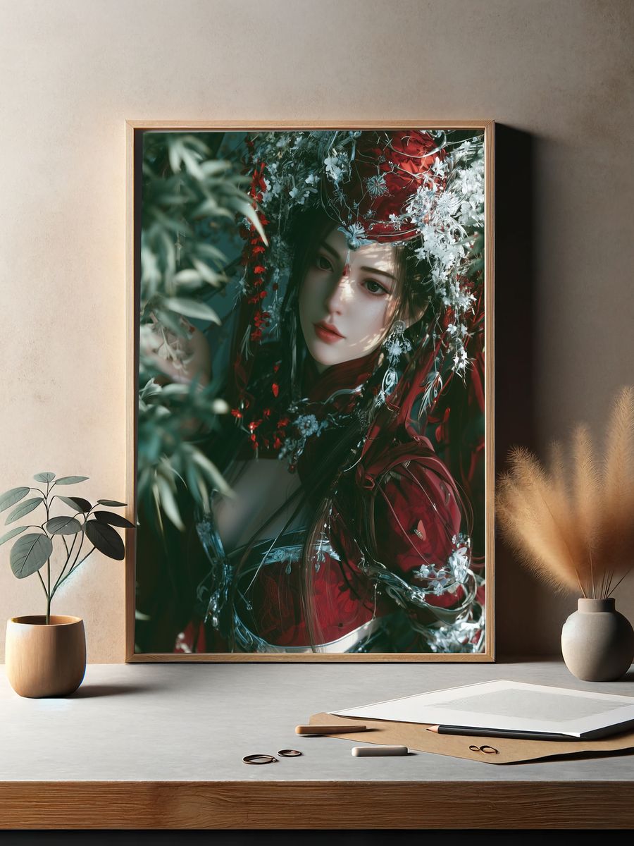 Floral Fantasy Portrait Print. — room view 2