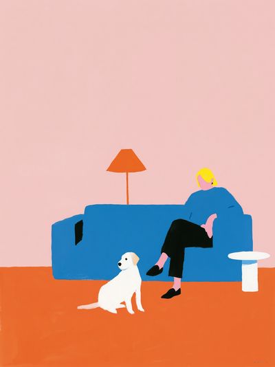 Dog and Sofa Illustration Poster.