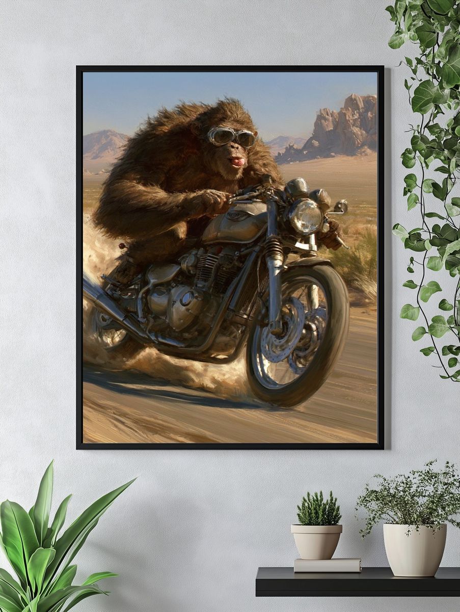 Monkey Desert Ride Illustration Poster. — room view 4