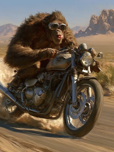 Monkey Desert Ride Illustration Poster. poster