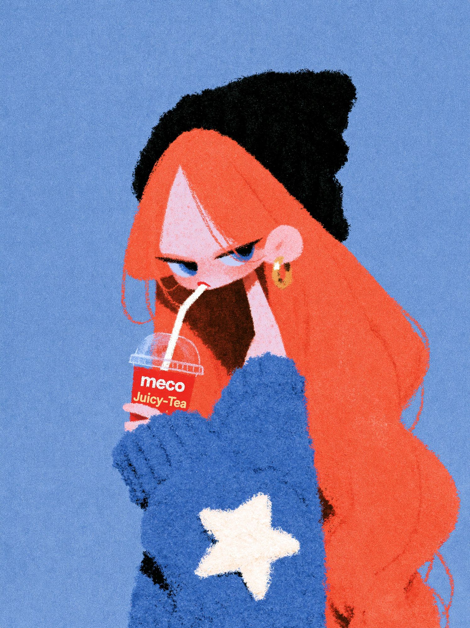 Pop Art Girl with Juicy Tea Poster. poster detail