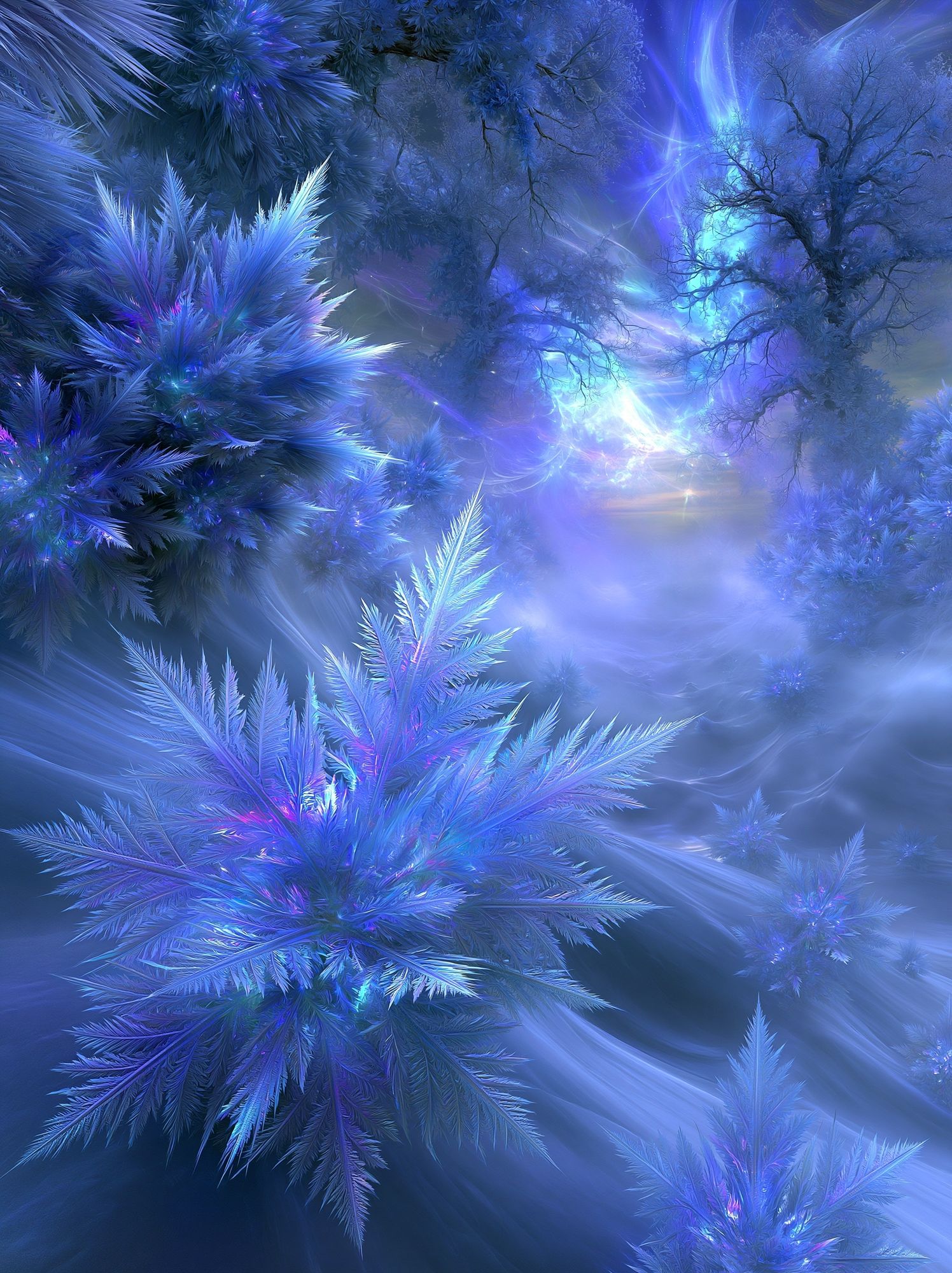 Icy Crystal Forest Fantasy Print. poster detail