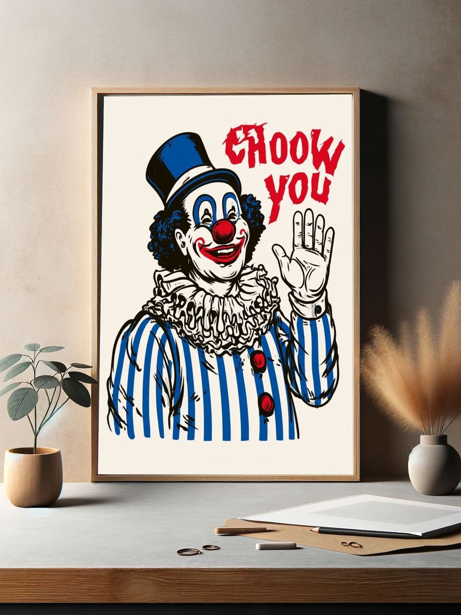 Chooky You Clown Typography Print. — room view 2