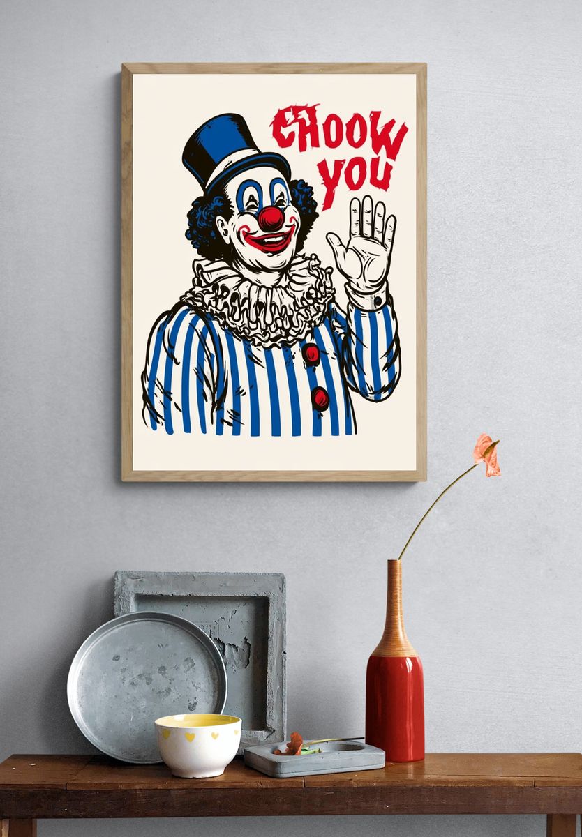 Chooky You Clown Typography Print. — room view 3