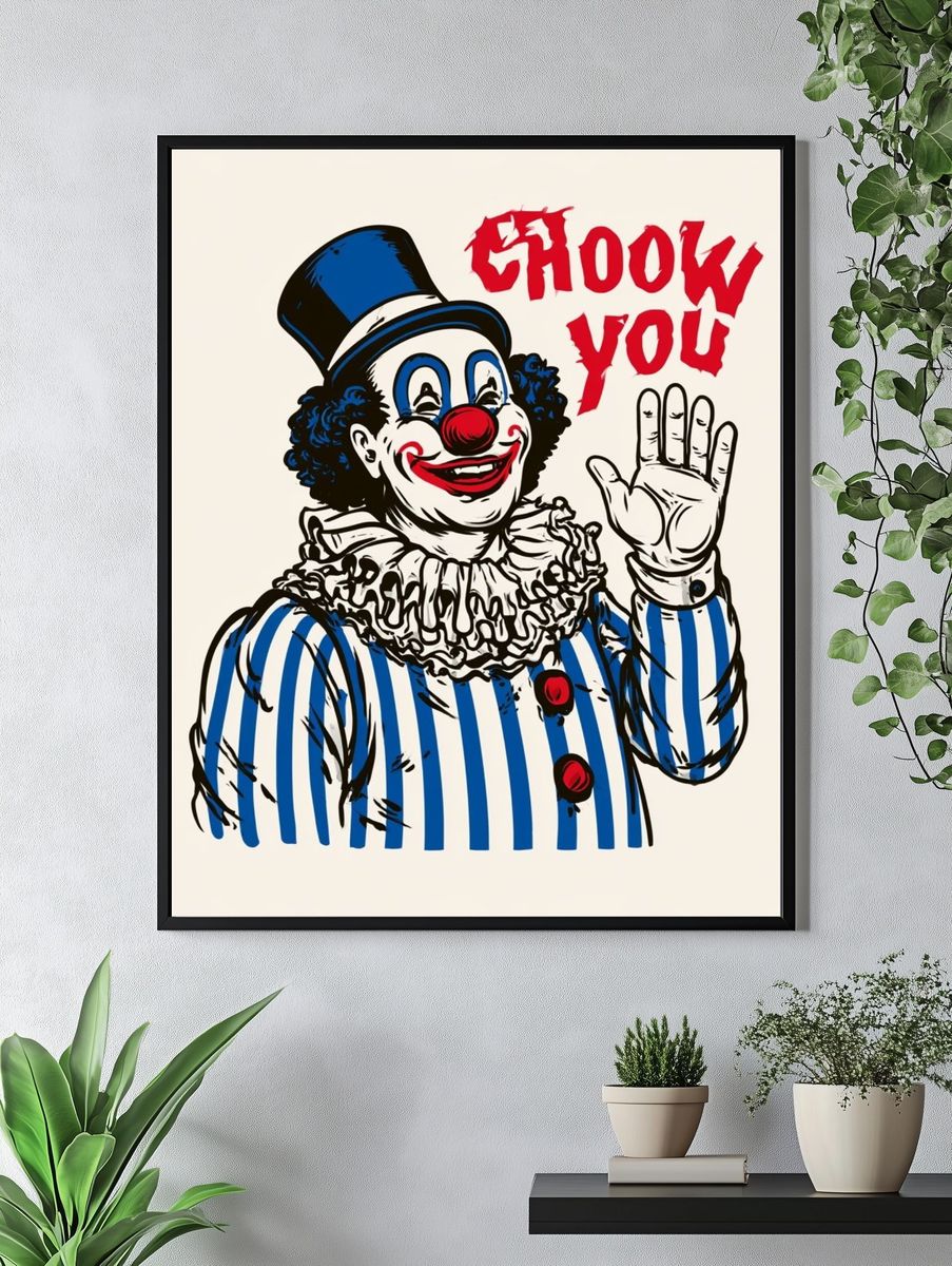 Chooky You Clown Typography Print. — room view 4